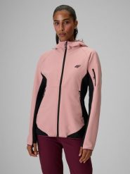4F Kurtka softshell wiatroodporna damska - różowa XS. Czerwone kurtki damskie 4f, l, bez wzorów, z materiału, bez kaptura. Za 299.99 zł.