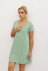 SUKIENKA MARIKA SZAŁWIA S - Flawless. Sukienki damskie Flawless, na co dzień, na lato, s, bez wzorów, z bawełny, klasyczne, bez kołnierzyka, bez ramiączek, mini, w kształcie A. Za 81.00 zł.