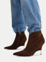 GINO ROSSI Botki EO-SLT26126S-T0403-1 Brązowy. Brązowe botki damskie Gino Rossi, ze skóry, bez obcasa, na szpilce, bez zapięcia. Za 599.99 zł.