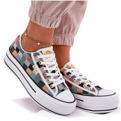 Wzorzyste Trampki Damskie Na Platformie Lee Cooper LCW-25-31-3441L Multikolor beżowy. Brązowe trampki i tenisówki damskie bez wzorów, z materiału, eleganckie, bez zapięcia. Za 197.76 zł.