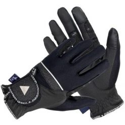 Rękawiczki jeździeckie damskie EQ.QUEEN Alor. Czarne rękawiczki damskie EQUESTRIAN QUEEN, z aplikacjami, z lycry, eleganckie. Za 114.99 zł.