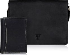 Paolo Peruzzi Zestaw męski torba i portfel czarny Paolo Peruzzi ZUP-29-BL. Czarne portfele męskie Paolo Peruzzi, bez wzorów. Za 680.73 zł.