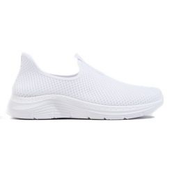 Białe tekstylne buty sportowe. Białe obuwie sportowe damskie bez wzorów. Za 86.94 zł.