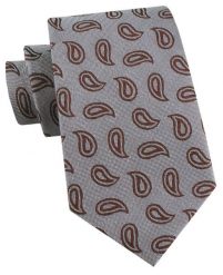 Męski Krawat - Popielaty w Brązowe Paisley - Alties. Szare krawaty i muchy Alties, bez wzorów, z tkaniny, eleganckie. Za 55.00 zł.