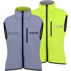 Kurtka odblaskowa bez rękawów - dla dorosłych - SWITCH JACKET. Czarne buty sportowe męskie PROVIZ, z tkaniny, bez zapięcia, rowerowe. Za 574.50 zł.