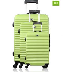 Walizki (3 szt.) "Brazilia" w kolorze zielonym. Walizki męskie BlueStar, z tworzywa sztucznego. W wyprzedaży za 500.95 zł.