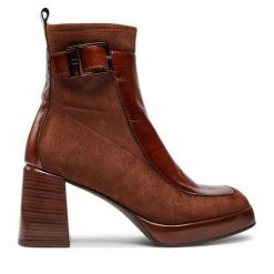 Botki Hispanitas. Brązowe botki damskie Hispanitas, bez obcasa, na słupku, bez zapięcia. Za 709.99 zł.