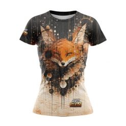 Koszulka do biegania damska Lisek krótki rękaw. Brązowe koszulki sportowe damskie JUST HERO, bez wzorów, bez kołnierzyka, bez ramiączek, do biegania. Za 99.00 zł.