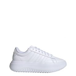 Buty Grand Court Platform. Białe obuwie sportowe damskie Adidas, bez wzorów, ze skóry, na fitness i siłownię. W wyprzedaży za 305.40 zł.