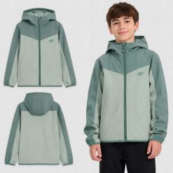 KURTKA CHŁOPIĘCA 4F WIOSENNA PRZEJŚCIOWA SOFTSHELL. Zielone kurtki i płaszcze dla chłopców 4f, na jesień, bez wzorów, z softshellu, klasyczne, bez kaptura. Za 138.85 zł.