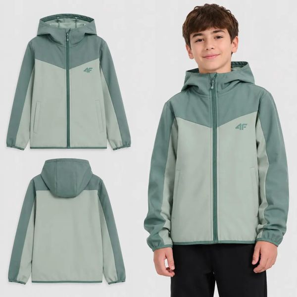 KURTKA CHŁOPIĘCA 4F WIOSENNA PRZEJŚCIOWA SOFTSHELL. Zielone kurtki i płaszcze dla chłopców 4f, na jesień, bez wzorów, z softshellu, klasyczne, bez kaptura. Za 138.85 zł.