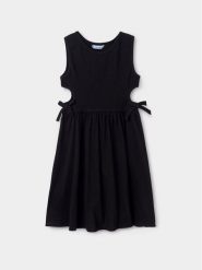 Mayoral Sukienka letnia 6965 Czarny Regular Fit. Czarne sukienki dla dziewczynek Mayoral, na lato, bez wzorów, z bawełny, bez ramiączek. Za 79.99 zł.