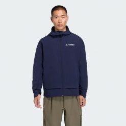 Kurtka Terrex Multi Softshell. Niebieskie kurtki męskie Adidas, bez wzorów, z materiału, sportowe, bez kaptura. Za 529.00 zł.