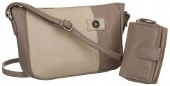 Skórzana torebka Peterson PTN CF4-DS beżowa. Brązowe torebki do ręki damskie Peterson, bez wzorów, ze skóry ekologicznej, eleganckie, bez dodatków. Za 189.99 zł.