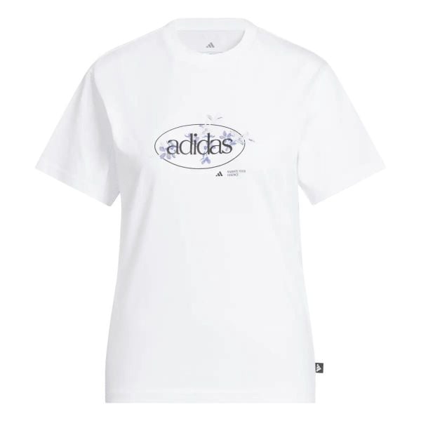 Koszulka damska ADIDAS W Elem Flrl Tee M. Białe t-shirty damskie Adidas, m, bez wzorów, z bawełny, klasyczne, bez kołnierzyka. Za 139.00 zł.