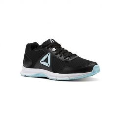 Buty do chodzenia damskie Reebok Express Runner. Czarne obuwie sportowe damskie Reebok, bez wzorów, z jeansu, trekkingowe. Za 273.00 zł.