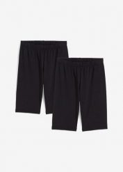 Kolarki z elastycznej mieszanki bawełny organicznej (2 szt.). Czarne legginsy dla dziewczynek bonprix, bez wzorów, z bawełny. Za 49.98 zł.