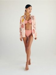 Góra od bikini z ochroną UV - brzoskwiniowy. Pomarańczowe bikini damskie Reserved, l, bez wzorów. W wyprzedaży za 39.99 zł.