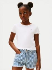 Tommy Hilfiger T-Shirt Essential KG0KG08590 Biały Regular Fit. Białe t-shirty i topy dla dziewczynek Tommy Hilfiger, bez wzorów, z bawełny, bez ramiączek. Za 79.99 zł.
