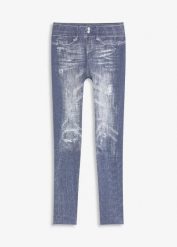 Ocieplane legginsy z miękką spodnią stroną. Niebieskie legginsy damskie bonprix, bez wzorów. Za 52.99 zł.