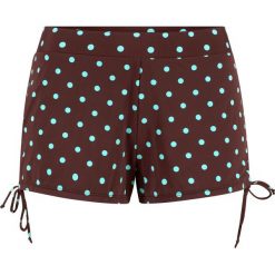 Szorty kąpielowe z figami wewnętrznymi, szybko schnące bonprix brązowo-turkusowy w kropki. Brązowe bikini damskie bonprix, w kropki. Za 99.99 zł.