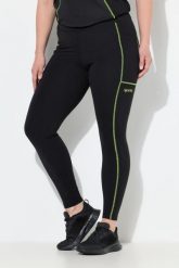 Damskie Legginsy sportowe neonowe szwy kieszenie z recyklingu. Czarne legginsy damskie Ulla Popken, plus size, bez wzorów, z dżerseju, z podwyższonym stanem. Za 239.99 zł.