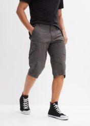 Długie bermudy Regular Fit. Szare spodnie materiałowe męskie bonprix, m, bez wzorów. Za 119.99 zł.