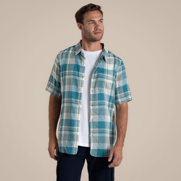 Koszula Craghoppers Argino. Niebieskie koszule męskie Craghoppers, na lato, l, bez wzorów, ze lnu, eleganckie, bez kołnierzyka, bez ramiączek. Za 314.90 zł.