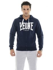 Bluza z bawełna z kaptur na co dzień na siłownię. Niebieskie bluzy męskie LEONE 1947 APPAREL, xl, bez wzorów, z bawełny, bez kaptura. Za 324.17 zł.