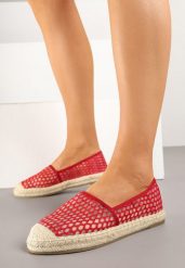 Czerwone Siateczkowe Espadryle Ozdobione Plecionką Telovianna. Czerwone espadryle damskie Born2be, na lato, bez wzorów, z jeansu, bez obcasa, bez zapięcia. Za 79.99 zł.