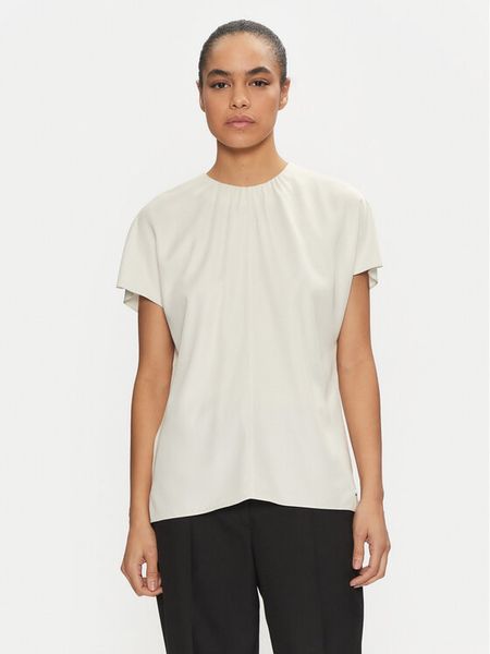 Calvin Klein Bluzka K20K207839 Écru Regular Fit. Bluzki damskie Calvin Klein, bez wzorów, z wiskozy, bez kołnierzyka, bez ramiączek. Za 249.99 zł.