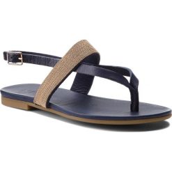 Sandały INUOVO - 8449 Navy. Niebieskie klapki damskie Inuovo, z aplikacjami, ze skóry, bez obcasa, na obcasie, bez zapięcia. W wyprzedaży za 149.00 zł.