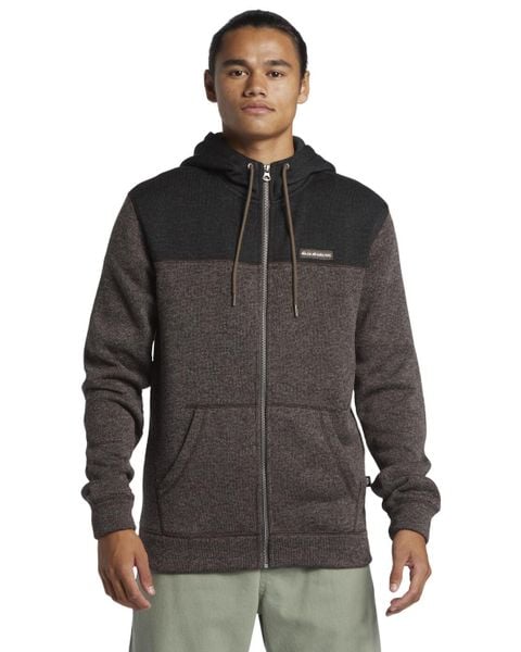 Bluza na zamek dla Mężczyzn KELLER BLOCK. Brązowe bluzy męskie Quiksilver, m, bez wzorów, z materiału, z kapturem. Za 379.00 zł.