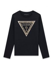 Guess Bluzka J6BI02 K5771 Czarny Regular Fit. Czarne bluzki dla dziewczynek Guess, z aplikacjami, z bawełny, bez kołnierzyka, bez ramiączek. Za 94.99 zł.