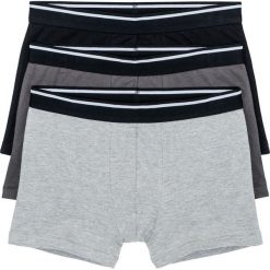 Bokserki (3 pary) bonprix czarno-szaro-szary melanż. Szare bokserki męskie bonprix, melanż. Za 38.97 zł.