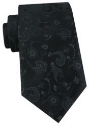 Męski Krawat - Chattier - Czarny z Kwiatową Fakturą Tkaniny. Czarne krawaty i muchy Chattier, bez wzorów, z tkaniny, eleganckie. Za 55.00 zł.