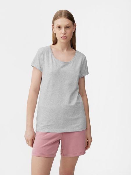4F T-shirt regular gładki damski M. Szare t-shirty damskie 4f, m, bez wzorów, z bawełny, bez kołnierzyka. W wyprzedaży za 39.99 zł.
