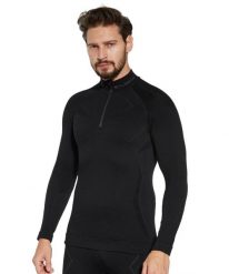 Bluza męska z krótkim ekspresem wełniana Brubeck EXTREME MERINO. Niebieskie bluzy męskie Brubeck, na zimę, m, bez wzorów, z materiału, bez kaptura. Za 476.29 zł.