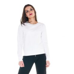 Damska bluza z okrągłym dekoltem Cristal Shine. Białe bluzy sportowe damskie LEONE 1947 APPAREL, bez wzorów, z tkaniny, na fitness i siłownię. W wyprzedaży za 154.80 zł.