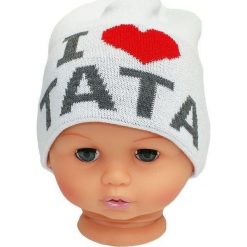 Czapka niemowlęca z napisem tata CZ 160B biała. Czapki dla dzieci marki Reserved. Za 30.75 zł.