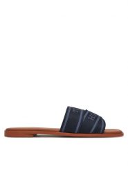 Tommy Hilfiger Klapki Webbing Mule FW0FW08421 Granatowy. Niebieskie klapki damskie Tommy Hilfiger, bez wzorów, z materiału, bez obcasa. Za 219.99 zł.