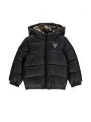 Guess Kurtka zimowa N6YL01 W2656 Czarny Regular Fit. Czarne kurtki i płaszcze dla chłopców Guess, na zimę, z aplikacjami, z syntetyku, bez kaptura. Za 344.99 zł.
