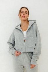 BLUZA AGA SZARY MELANŻ L - Flawless. Szare bluzy damskie Flawless, l, bez wzorów, z bawełny, bez kaptura. Za 396.00 zł.