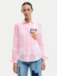 Desigual Koszula Cam Pinkjack 26SWCW12 Różowy Regular Fit. Czerwone bluzki damskie Desigual, s, bez wzorów, z bawełny, bez kołnierzyka, bez ramiączek. Za 429.99 zł.