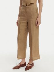 Marella Kuloty Emme by Marella Clava 2615131182 Beżowy Regular Fit. Brązowe spodnie materiałowe damskie Marella, bez wzorów, ze lnu. Za 341.99 zł.