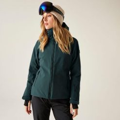 Damska wodoodporna kurtka narciarska Flurry II. Niebieskie kurtki snowboardowe damskie Dare 2b, bez wzorów, bez kaptura, narciarskie. Za 649.99 zł.