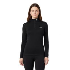 Koszulka z długim rękawem damska 100% wełny merynosów - Bjork 210. Czarne bluzy sportowe damskie FJORK MERINO, m, bez wzorów, z wełny, sportowe, bez kołnierzyka. Za 579.00 zł.