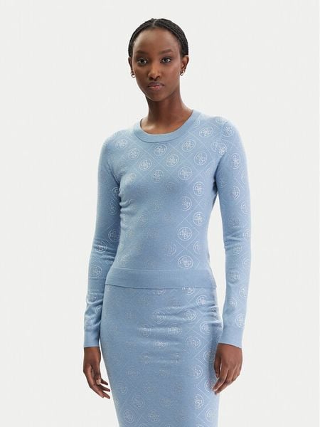 Guess Sweter W6RR66 Z3JD2 Błękitny Regular Fit. Niebieskie swetry damskie Guess, xl, z aplikacjami, z syntetyku, bez kołnierzyka, bez ramiączek, bez kaptura. Za 326.99 zł.