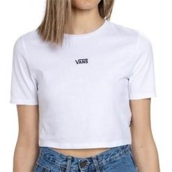 Koszulka sportowa damska Vans Flying V Crew Crop. Białe koszulki sportowe damskie Vans, xl, bez wzorów, z bawełny, bez kołnierzyka, bez ramiączek. Za 209.99 zł.