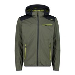 Kurtka turystyczna z kapturem i suwakiem CMP. Zielone kurtki sportowe męskie CMP, na wiosnę, xl, bez wzorów, z softshellu, trekkingowe. Za 371.50 zł.